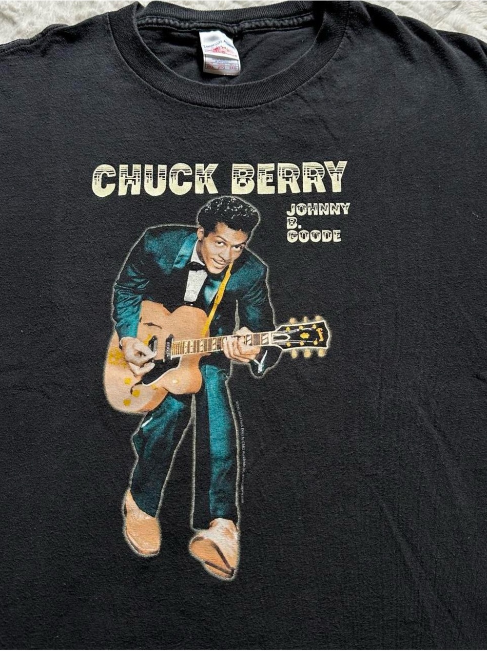 Vintage Chuck Berry Black Graphic Tee - Johnny B. Goode Design XXL